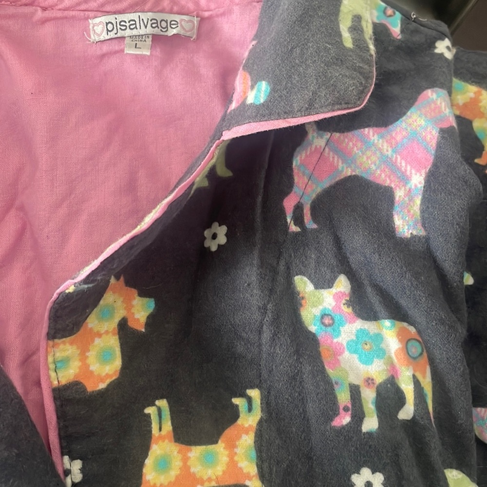 PJ Salvage womens flannel pajamas dog design